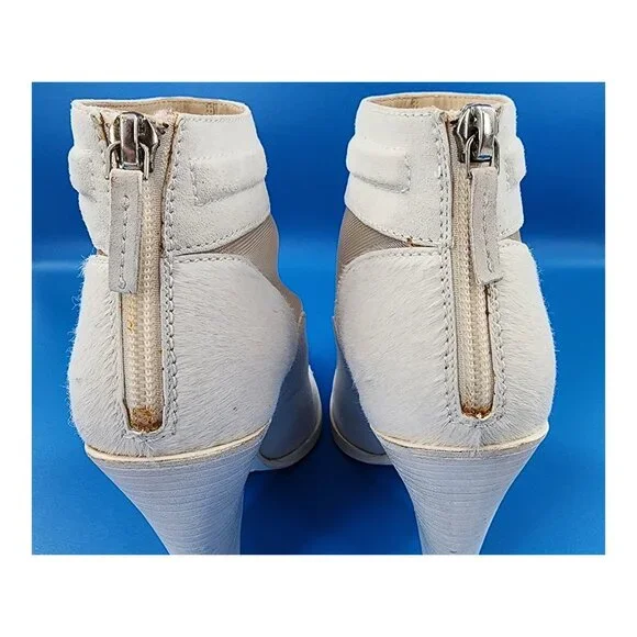 MISSONI NWOB Pony Hair Suede Mesh Panel White Bootie - Picture 10 of 15